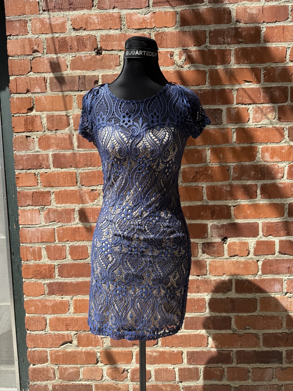 Bundle 3/$20 Love J Navy Blue Lace Overlay Mini Dress